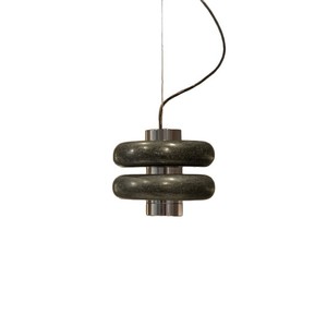 Lámpara colgante moderna de mármol de diseño, redonda, de piedra negra, LED, para entrada, comedor, dormitorio - Product Image 5