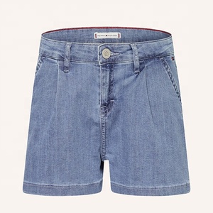 Pantalones de mezclilla azul claro con bolsillo y cremallera de Color sólido de alta calidad para niñas - Product Image 1