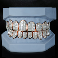 Grillz Hip Hop de haute qualité, personnalisés, en argent 925 et or massif 10K 14K 18K, avec micro-inserts invisibles, certifiés par un tiers, taille princesse
