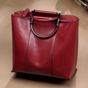 Sac à main vintage en cuir de vachette huilé, sac à bandoulière de luxe pour femme, sac fourre-tout rétro à poignée supérieure, élégant sac à bandoulière pour femme - Product Image 2