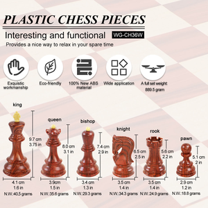 Ensemble de pièces d'échecs pondérées de 3,75 pouces de haute qualité, directement de l'usine, avec sac portable à fermeture éclair - Product Image 3