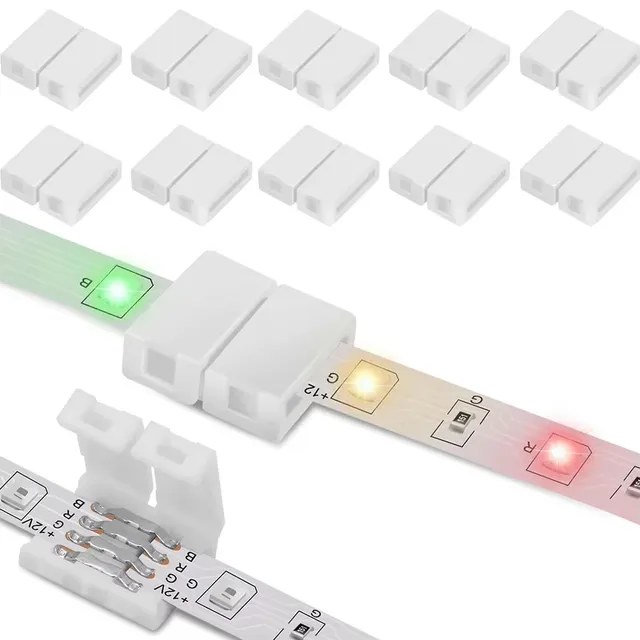 10 PCS 4-pin 10mm L Shape Solderless Connector for 5050/3528 RGB LED Strip PCB 36V No Soldering