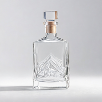 Bouteille de luxe 750 ml en verre super-cristallin en forme de volcan avec bouchon, vide, pour spiritueux, liqueur, whisky, brandy, carafe personnalisée, vente en gros directe usine
