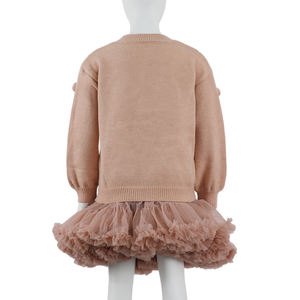 <span class=keywords><strong>Pull</strong></span>-over en tricot doux à manches longues deux pièces avec jupe tutu ensembles de vêtements d'hiver pour petites filles - Product Image 2