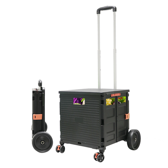 Baoyu Foldable Grocery Luggage Push Cart Fold Carritos De Compra Folding Shopping Trolley Cart