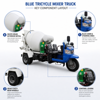 Offre Spéciale YUNYANG Mini Bétonnière Tricycle 3m avec Moteur Diesel et Pompe Hydraulique – Équipement de Construction Haute Efficacité