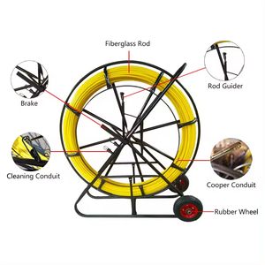 Hot Selling 8mm 9mm 10mm 11mm 12mm 100m 150m 200m Rück verfolgbare Glasfaser-GFK-Glasfaser kabel Snake Duct Rodder mit Metallrahmen - Product Image 4