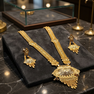 Wholesale 14K 18K 24K Micron Gold Filled Fashion Necklaces Traditional Jewelry Set Micron Gold Plated Floral Design Jewelry Set - Product Image 4
