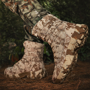 Bottes de chasse, de sport et de montagne imperméables, résistantes à l'usure, unisexes, antidérapantes, en cuir tactique camouflage désert - Product Image 4