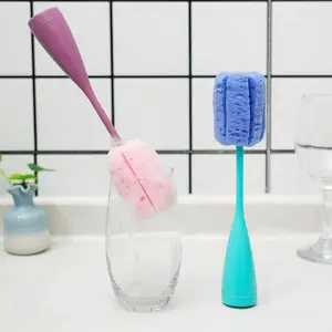 Nordic Style Sponge Cleaning Brush Long Handle Water Bottle Cup Cleaning Brushes Bottle Cleaning Sponge Scrubber
