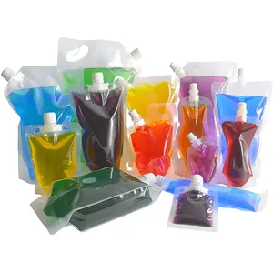 Concealable Drink Packaging Bags Plastic Squeeze Wine Flask transparent spout pouch for Juice Sauce Shampoo Liquor