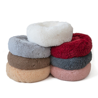 Fond antidérapant doux chaud sommeil profond beignet en peluche coussin rond pour animaux de compagnie chien chiot et chat lit