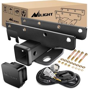 Kit de récepteur d'attelage de remorque Milight 2 pouces en acier allié thermolaqué pour Jeep Wrangler JK 4 portes 2007-2018 - Product Image 1