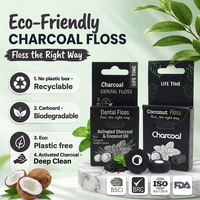 Fil dentaire en charbon de bambou saveur noix de coco, fabriqué en usine, en boîte en papier écologique sans plastique