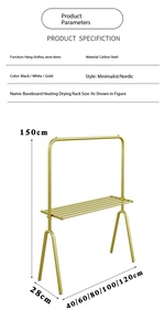 Séchoir à serviettes multi-niveaux en fer forgé, idéal pour balcon domestique avec support pour radiateur pour sécher les serviettes - Product Image 4