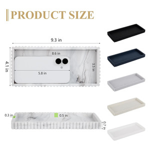 Plateau de rangement en silicone rectangulaire, motif marbre blanc, réutilisable, multifonction, support d'évier pour soins personnels et papeterie - Product Image 4