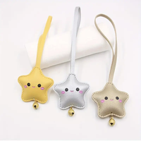 Porte-clés mousqueton en cuir PU avec pendentif étoile, motif dessin animé mignon, durable, écologique, imprimé sérigraphié, marque HY, pour sac