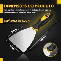 Spatule en acier avec manche caoutchouté antidérapant, lame de 4 pouces en acier spécial, conception épaisse, ergonomique, multi-usage, bord droit