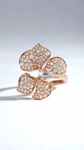 2CT Lab Grown Diamond Flower <b>Ring</b> 14K Rose <b>Gold</b> <b>Cocktail</b> Luxury Fine Jewelry Elegant Statement <b>Ring</b> for Women - Product Image 6