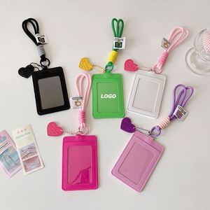 Porta Tarjetas Doble Vertical con Cordón, Estuche para Identificación de Estudiante de Color Sólido, para Foto Polaroid, Tarjetas de Autobús y Tarjetas de Fanáticos - Product Image 1