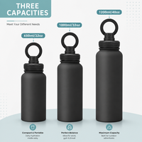 Porte-téléphone magnétique avec logo personnalisé, bouteille d'eau en acier inoxydable isolée, gourde isotherme, réutilisable pour la salle de sport, les sports, les voyages, le camping