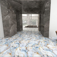 Carreaux de sol en céramique émaillée effet marbre brillant, style luxe, 600x600, pour salon