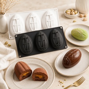 Molde de silicona con forma de nueces para barras de chocolate, diseño de almendras de 3 cavidades, molde 3D para mousse, herramientas de repostería, utensilios de cocina para hornear pasteles - Product Image 1