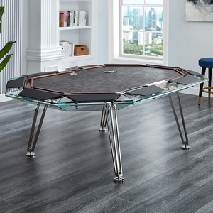 Tavolo da Poker di Lusso, Tavolo per Scacchi e Carte <span class=keywords><strong>in</strong></span> <span class=keywords><strong>Vetro</strong></span> Temperato Trasparente, Tavolo di Intrattenimento di Alta Gamma per Club - Product Image 2