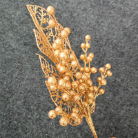 Décorations de Noël et de mariage : Feuilles de Monstera joyeuses, arrangement pour salon, baies dorées en poudre, fleurs artificielles 10-30cm