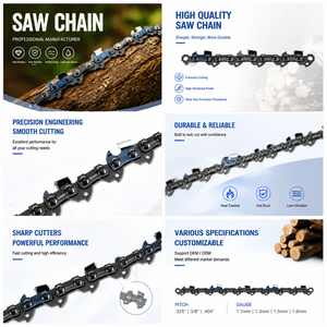 Chaîne <span class=keywords><strong>de</strong></span> tronçonneuse professionnelle en carbure <span class=keywords><strong>de</strong></span> tungstène .325 .050 pour bois congelé et racines abrasives - Product Image 2