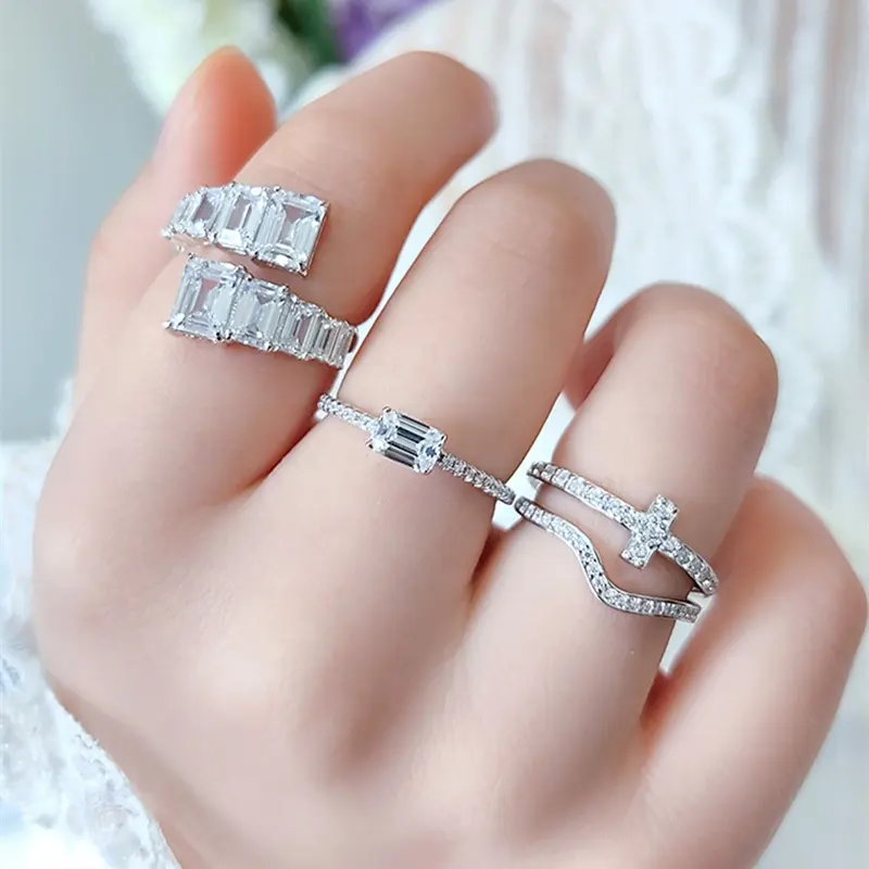 925 silber verlobungsring frauen ringe luxus sterling hochzeit set chunky ring