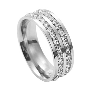 <b>Titanium</b> Steel <b>Ring</b> With Diamond Channel Setting Unisex Fashion Jewelry Gift - Product Image 1