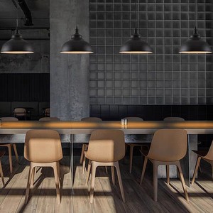 โคมไฟห้อยเพดานสไตล์เรโทร โครงเหล็ก สีดำขาว ไฟ LED เหมาะสำหรับร้านอาหาร บาร์ คาเฟ่ - Product Image 3