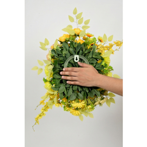 Bouquet de fleurs artificielles jaunes, arrangement floral mixte, décoration pour mariage, maison, événements, couronnes et guirlandes décoratives - Product Image 4