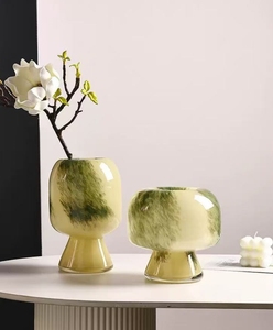 RYLAVA Vaso in Vetro Smaltato Verde Muschio, Piccolo, Fatto a Mano, a Forma di Fungo, per Decorazione Idroponica Casa, Hotel, Ufficio, Stile Moderno - Product Image 6