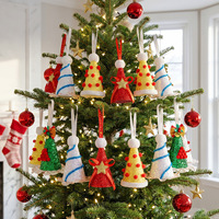 Adorno Navideño Colorido con Lentejuelas, Pequeño Sombrero con Cinta para Colgar, Regalo Navideño, Decoración para Árbol de Navidad