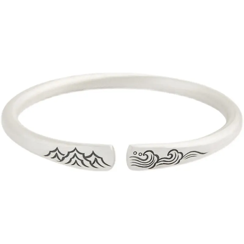 Meaning S925 Sterling Silver Mountain And Sea Bangle Silver A Sloemn Pledge Love Meaning Bracelet For Women Girls