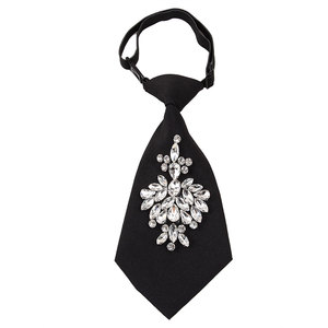 Corbata de diamantes de imitación negros para mujer, diseño floral, sin nudos, accesorio 3D para camisas blancas, moda para adultos - Product Image 5