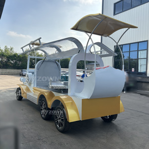 Cercueil funéraire de luxe blanc et doré, style rétro, cabine ouverte, électrique ou à traction équine - Product Image 1