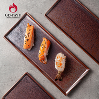 YAYU TOP Design Dessert Sushi Fer Fonte Rouge Glaçure Grand 10/12/16 Pouces En Céramique De Service Rectangle Assiette Plat pour Restaurant Hôtel
