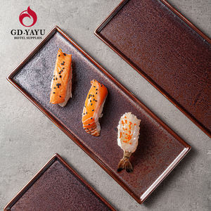 YAYU TOP Design Dessert Sushi Iron Cast Red Glaze Big 10/12/16 Inch Ceramic Serving Rectangle Plate Dish for Restaurant Hotel - Product Image 3