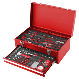 Ensemble de boîte à outils en métal rouge 143 pièces avec 4 tiroirs pour le rangement des outils de réparation à domicile - Product Image 1