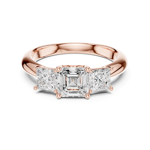 Anillo Clásico para Mujer con Tres Diamantes Cultivados en Laboratorio, Corte Asscher, Halo de 2 Quilates, Certificado IGI, Plata de Ley 925, para Boda, Fiesta o Aniversario - Product Image 3