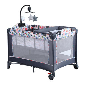 <span class=keywords><strong>Lit</strong></span> parapluie pliant en métal noir et gris personnalisé avec barrière de sécurité pour enfants et bébés, idéal pour le <span class=keywords><strong>parc</strong></span>, pour le sommeil et les activités des enfants - Product Image 4