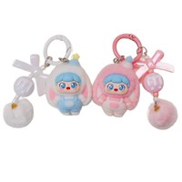 Porte-clés en peluche Kawaii pour petite fille, adorable poupée en vinyle, jouet en peluche, cadeau pour enfants, à suspendre au sac, anniversaire, Noël