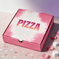 SP4091 Bandeja de Transporte Plegable Reforzada de Cartón Corrugado con Diseño Artístico Rosa para Pizza, Ideal para Pizzerías