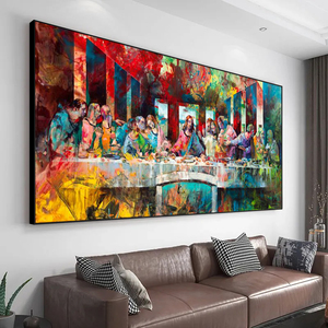 Art mural moderne : Affiche imprimée religieuse <span class=keywords><strong>de</strong></span> <span class=keywords><strong>la</strong></span> <span class=keywords><strong>Cène</strong></span> <span class=keywords><strong>de</strong></span> Léonard <span class=keywords><strong>de</strong></span> <span class=keywords><strong>Vinci</strong></span> sur toile, style graffiti - Product Image 3
