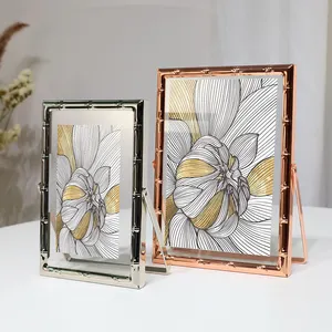 Hot Sale Wedding Decoration Metal High Quality Glass Gold Picture Photo Frame Wholesale