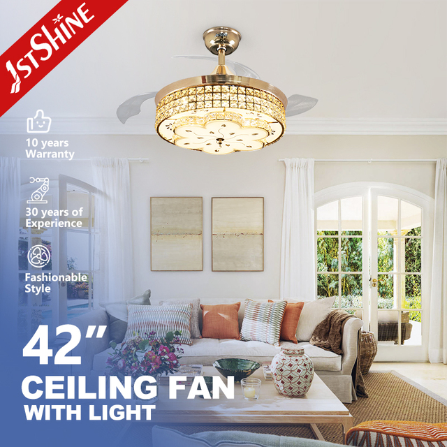 1stshine Traditional Dinning Voice Assistant Durable Quality Remote Control TUYA Wifi Timer Function Retractable Ceiling Fan