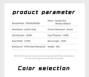 Poedagar 882 sang trọng thể thao thạch anh Đồng hồ cho nam giới không thấm nước da đồng hồ đeo tay với sáng ngày Chronograph mặt trăng giai đoạn - Product Image 2